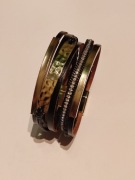 Bransoletka skórzana rzemyki na magnes złote metalowe elementy oryginalna