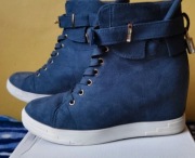 Botki sneakersy 38 zamszowe na koturnie damskie Seastar