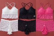 Seksowny koronkowy komplet bielizny damskiej – biustonosz + majtki 