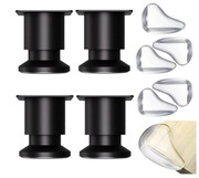 4x Regulowane Czarne Nóżki Meblowe Stal Nierdzewna