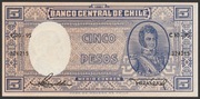 Chile 5 pesos 1947/58 - O'Higgins - stan bankowy UNC