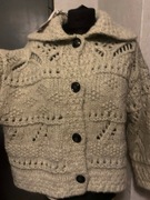 ZARA sweter kardigan wdzianko narzutka wzory z wełną oversize gruby duży