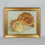 Obraz olejny ręcznie malowany w ramie drewnianej Croissanty 24x30 cm