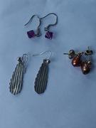 Trzy pary srebrnych kolczyków próba 925