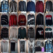 Mega paka ubrań 19 sztuk swetry, kurtki  + dodatki rozmiar L 