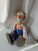 Kolekcjonerska lalka zabawka klaun Steiff trociny vintage lata 50