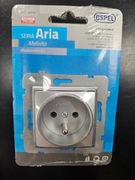 ARIA Gniazdo pojedyncze z uziemieniem srebrny GP-1UZ/m/18 OSPEL