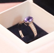 TANZANIT w białym złocie z diamentami 