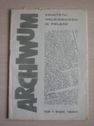 Archiwum Komitetu Helsińskiego w Polsce Nr 1 1984 2-gi drugi obieg bibuła 