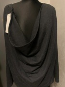 ZARA lejąca bluzka tunika top oversize dekolt woda z tyłu grafit