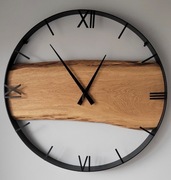 Zegar ścienny 60cm naturalne drewno dębowe. Loft, Rękodzieło Prezent