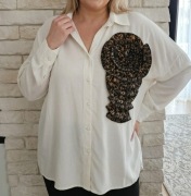 Freestyle rasowa koszula z wiskozy panterka oversize 46 48 50