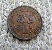 Cypr 5 Milów 1955r - Patyna
