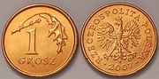 1 gr grosz 2007r. x 2 szt. mennicze z woreczka 