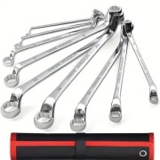 Zestaw 8 kluczy oczkowych dwustronnych 12-kątnych Cr-V 6-24 + etui