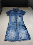 Jeansowa sukienka koszulowa dżinsowa dziewczęca styl koszulowy