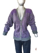 bawełniany sweterek / kardigan paski szaro-fioletowe