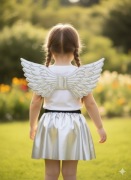 Strój przebranie kostium Anioł Aniołek Wróżka srebrny spódnica skrzydła