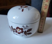 Biały ceramiczny pojemnik z pokrywką, vintage