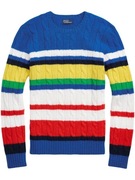 POLO RALPH LAUREN Striped Cable Knit Sweater 100% bawełna sweter damski L