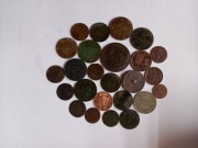 Zestaw starych monet, grosze, boratynki, 20 gr z 1940 cynk