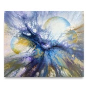 Ręcznie malowany obraz Kosmos Abstrakcja Pouring na płótnie 50x60
