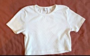 Biały crop top prążkowany Koton basic koszulka M prążek bluzka