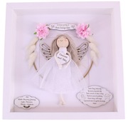 Pamiątka Chrztu Świętego Ramka 3D Anioł Stróż Rękodzieło Makrama Prezent
