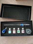 Szklane pióro z akcesoriami 