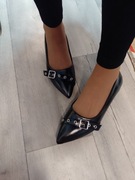 (41) Czarne, zdobione baleriny wieczorowe, NOWE 