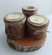 Rustykalny świecznik z naturalnego drewna