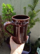 Duży Kufel Kubek Ceramiczny Brązowy Kubek Kamionka Wazon PRL