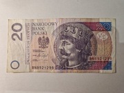 Banknot 20 zł radar - obiegowy seria BN