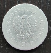 Moneta 1 ZŁ 1949 Rzeczpospolita Polska UNIKAT BEZ ZNAKU MW pamiątka z PRL-u