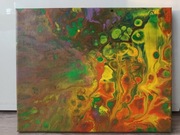 Obraz 'przebudzenie', abstrakcja, akryle, pouring, na prezent l, unikalny