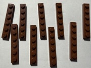 LEGO PŁYTKA 1x6 BRĄZOWE 3666 9 szt.