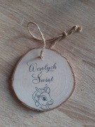 Bombka choinkowa drewniana,  zawieszka Bożonarodzeniowa. 