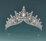 Diadem, tiara, ozdoba na głowę, korona ślubna, srebrna 