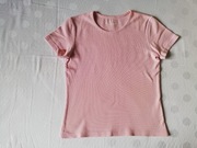 bluzka t-shirt damski taliowany S / 36 / 38 koszulka pudrowa damska bawełna