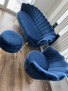 Zestaw mebli muszelka (sofa,fotel, podnóżek)