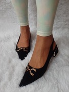 (38/39) Czarne, bogato zdobione baleriny wieczorowe , NOWE 