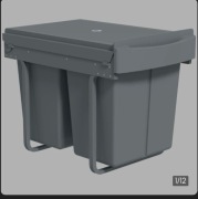 Wyjmowy kosz na śmieci, 2 x 20 L, Wyjmowy pojemnik, Plastik, Metal