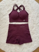 Gym glamour push up 2.0 Merlot Komplet biustonosz + spodenki burgundowe S