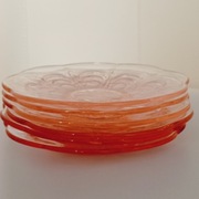 **KOMPLET rozalinowych talerzy deserowych Pavilux Belgique 1930+