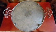 Przedwojenna duża taca okrągła platerowana sygnowana