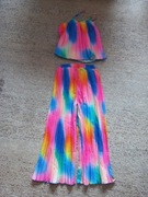 Tęczowy komplet dla dziewczynki 6 lat 7 lat bluzka i spodnie plisowane