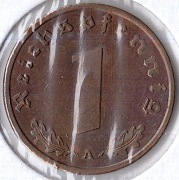 NIEMCY 1 reichspfennig 1938 A, KM# 89, XF