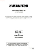 Katalog części Manitou MVT 625 T, MVT 675 T Seria E2 ENG