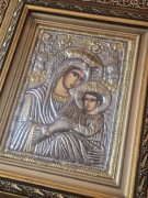 Ikona w kiocie GRECKA na desce Matka Boska z Dzieciątkiem Jezus. Hand made.