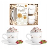 Zestaw Dla Babci I Dziadka Prezent 2 Filiżanki 2 Talerzyki
